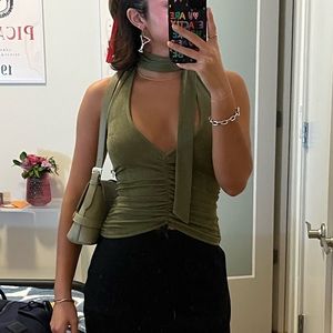 Green v neck top